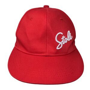 Stoli Men's Snapback Hat Red Adjustable Embroidered Logo 100% Cotton Vodka